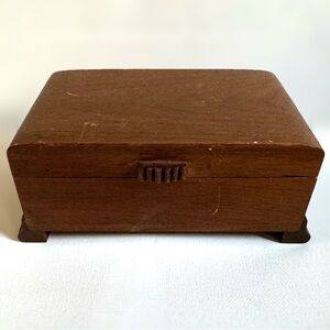 Vintage Thorens Swiss Music Box Art Deco Wood Jewelry Chest Trinket Box MCM